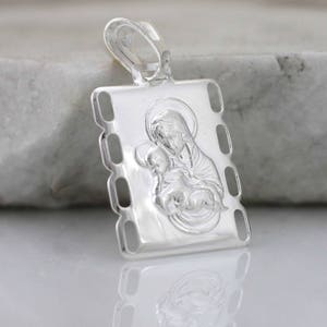 Sterling Silver Madonna Necklace, Madonna And Child Necklace, Silver Mother Necklace, Renaissance Madonna and Child Necklace, Mother Gift