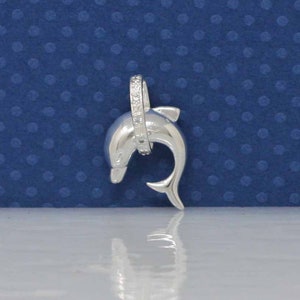 Collar delfín de plata de ley, encanto del delfín, delfín sólido de plata, encanto del delfín de plata, colgante del delfín de plata, joyería del mar