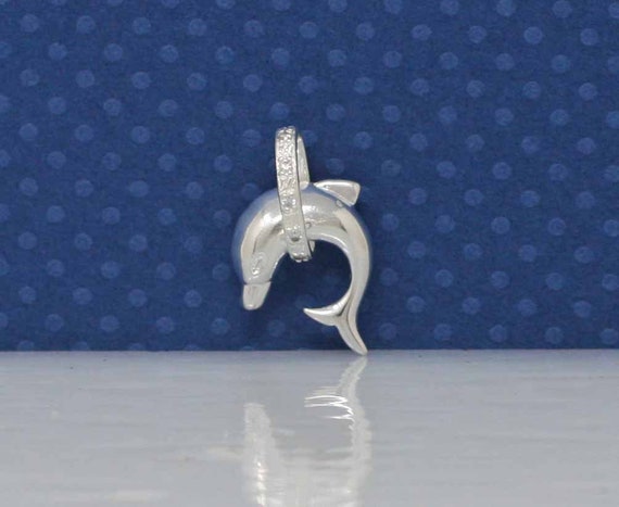 Pendentif Ancien En Argent Massif 925 - Motif Dauphins Art Déco - Occasion