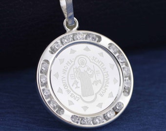 Saint Benedict Necklace In Sterling Silver - San Benito Protection Medal, Handmade In Italy, Beautiful & Meaningful