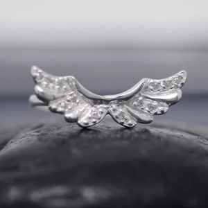 Silver Angel Wing Ring, Sterling Silver Angels Ring, Boho Ring, Silver Angel Wings, Gift for her,