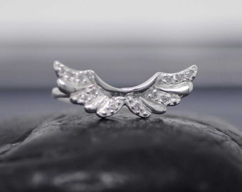 Silver Angel Wing Ring, Sterling Silver Angels Ring, Boho Ring, Silver Angel Wings, Gift for her,