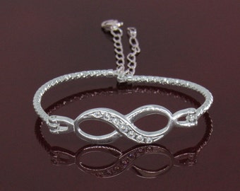 Sterling Silver Infinity Bracelet, Silver Infinity Bracelet, Silver Boho Bracelet, Modern Bracelet