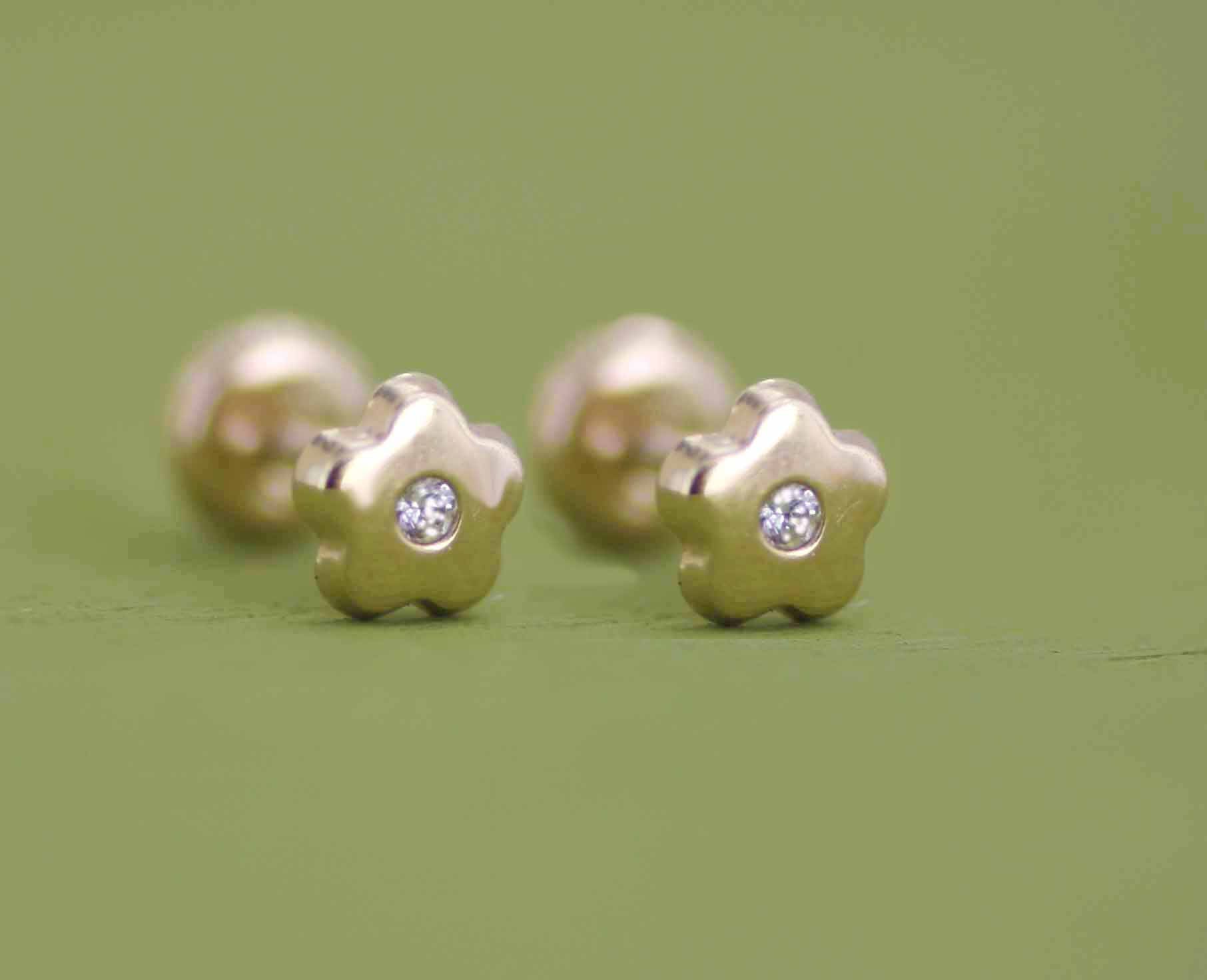 Flower 14k Gold Stud Earrings 14k Flower Stud Earring Rose Etsy