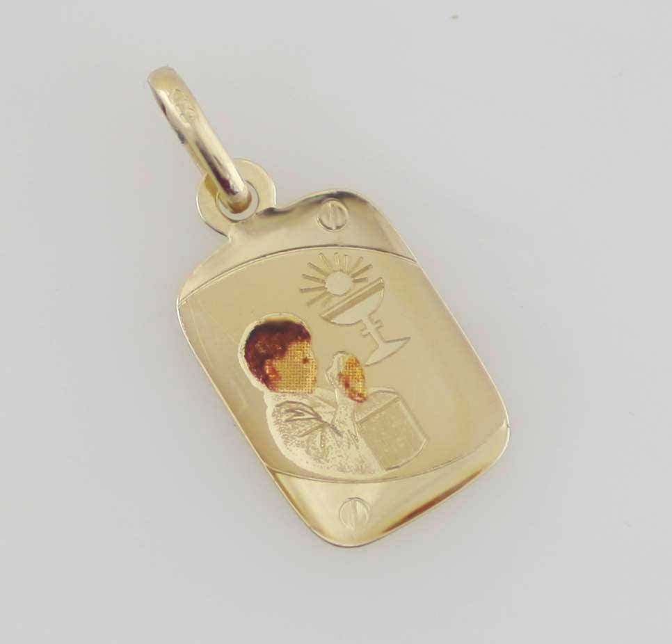First Communion Necklace, 14K Gold Communion Medal Medal, Holy Communion 14k Gold Necklace, First Communion Gift, Boy First Communion