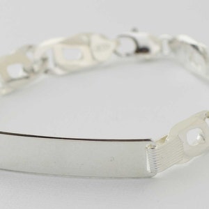 Sterling Silver ID Bracelet, Solid Sterling Silver Men&#39;s Bracelet, &quot;Curb/Gucci&quot; ,Chain #250, Italian Chain Bracelet , Men ID Bracelet