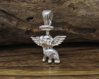 Sterling Silver Angel Dog Pendant, Sterling Silver Dog Pendant, Silver Dog with Wings Necklace, Pet Memorial Necklace, In Memory of a Dog