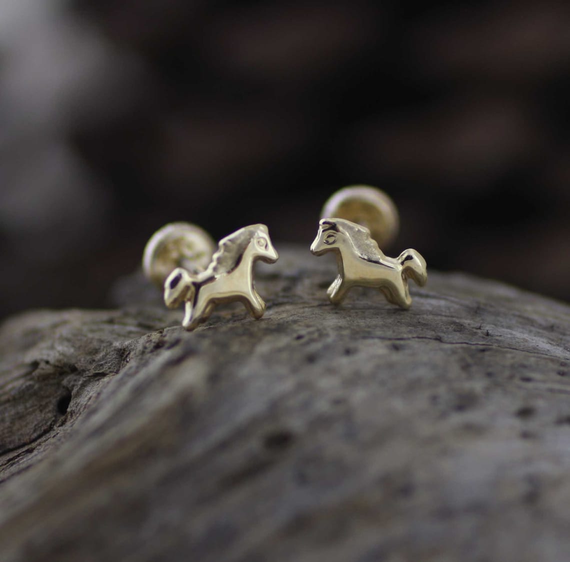 9ct Gold Horse Stud Earrings main image 1