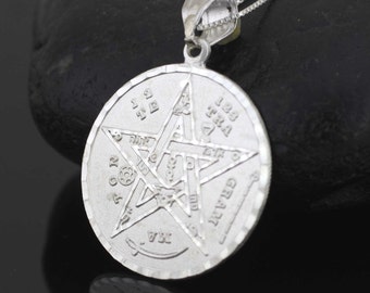 Tetragrammaton Necklace, Silver Pentagram Necklace, Sterling Silver Pentagram Necklace, Small Pentacle Necklace, Pentagram Pendant, Wicca,