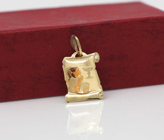14k Gold First Communion Necklace 14K Gold Communion Medal 14k