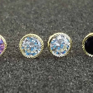 6mm Round Cubic Zirconia, 14K Gold Stud Earrings Bezel, 14K Yellow Gold Bezel Stud,6mm CZ Screw Back Earring, 14K Gold Men Stud