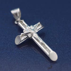 Sterling Silver Cross Necklace, Silver Crucifix Cross Pendant, Silver Crucifix with CZ, Catholic Necklace, SMALL Silver Crucifix