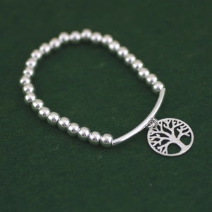 Sterling Silver Tree of Life Necklace, Silver Boho Bracelet, Yoga Jewelry, Sterling Silver Tree of life with Ball Chain Bracelet