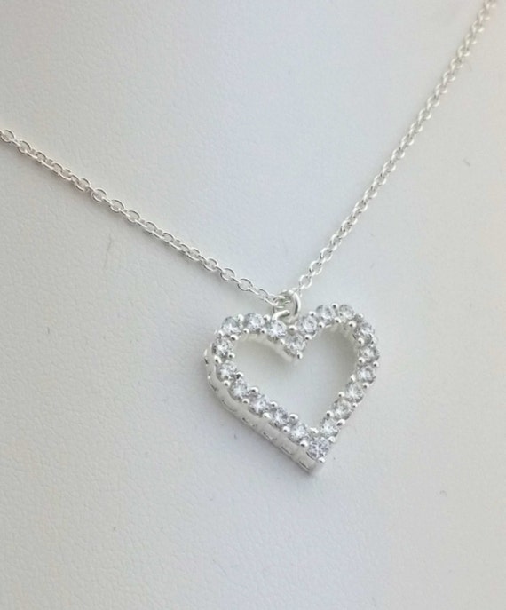 Sterling Silver Cubic Zirconia Heart Necklace Pendant With Cz Love Valentine - Cubic Zirconia Heart Pendant Sterling Silver Cubic Zirconia Heart Necklace Pendant With Cz Love Valentine - Cubic Zirconia Heart Pendant
