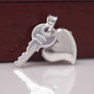 Sterling Silver Key of my Heart Necklace, Silver Heart Necklace, Love Gift, Silver Key Pendant, Girlfriend Necklace, Heart and key charm