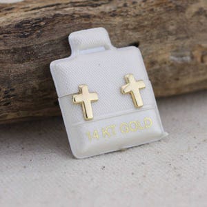 14K Gold Cross Stud, 14K Cross Earrings, Cross Stud Earring, 14K Gold Cross Stud Earring, Gold Crucifix Earrings, 14K Solid Gold Cross Stud