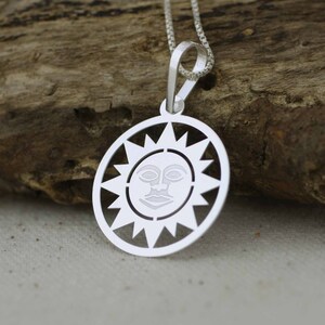Silver Sun Necklace, Sterling Silver Sun Necklace, Sun Pendant,  Celestial Jewelry,  Silver Sunshine Necklace, SolarCharm, Boho Jewelry