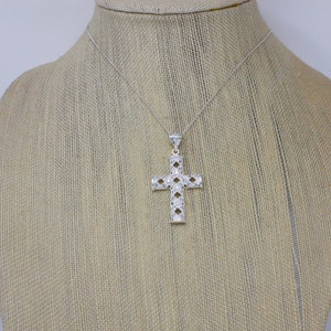 Silver Cross Necklace, Sterling Silver Cross Necklace, Silver Cross With Cz Pendant, Sterling Silver Modern Cross with CZ, Catholic Necklac
