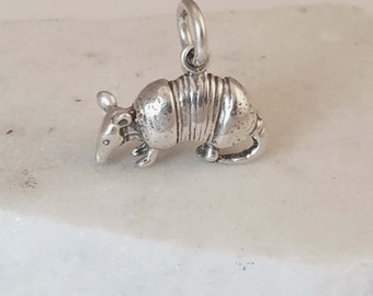 Sterling Silver Armadillo Necklace, Silver Texas Armadillo Charm, Silver Armadillo Necklace,  Solid Armadillo Charm, Silver Texas Charm