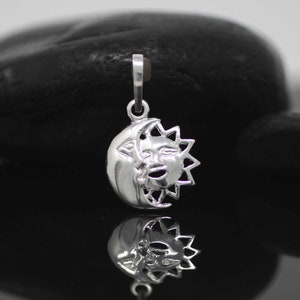 Sterling Silver Eclipse Necklace, Silver Eclipse Necklace, Silver Sun and Moon Necklace, Celestial Necklace, Solar Charm, Boho Necklace