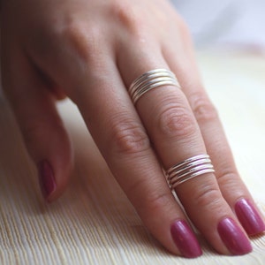 Sterling Silver Knuckle Ring, Sterling Silver Midi Ring, Silver Four Band Ring, Silver Minimalist Band Ring, Modern Knuckle Ring