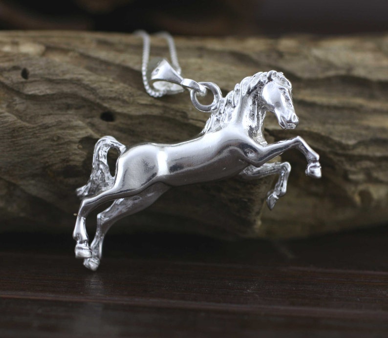 Silver Horse, Sterling Silver Horse Necklace, Horse Pendant, Silver Horse Necklace, 925 Solid Sterling Silver Horse, Animal jewelry image 1