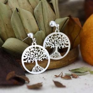 Tree-of-Life Earrings, Sterling Silver Tree of Life Dangle Earrings, Tree of Life Dangle, Tree of Life, Sacred Tree, Tree of Life Earrings