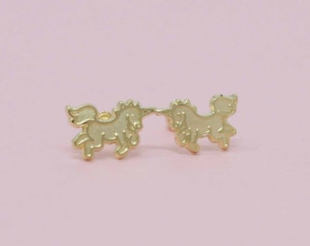 14k Einhorn Ohrstecker,14K Gold Einhorn Ohrstecker, 14K Gold Ohrstecker Einhorn Ohrringe mit Schraubverschluss, Baby Ohrstecker