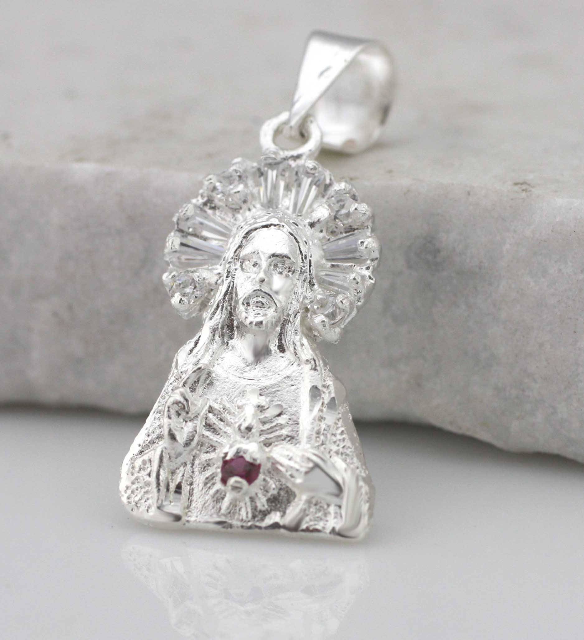 Sacred Heart of Jesus Necklace Silver 