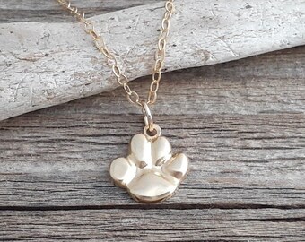 Dainty Gold Filled Paw Print Necklace / Paw Print Jewelry / Pet Parent Gift / Dog Mom Gift / Pet Memorial Jewelry  / Dog Cat Paw Necklace