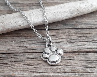 Puffy Paw Print Necklace Silver, Paw Print Jewelry, Dog Paw Necklace, Dog Mom Necklace, Pet Parent Gift, Dog Mom Gift, Pet Memorial Jewelry