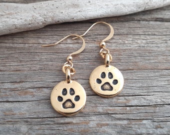 Everyday Gold Paw Print Earrings / Paw Print Jewelry /Dog Lover Jewelry/Dog Paw Earrings/Gift for Dog Lover/Dog Mom Gift/Pet Earrings/Plated