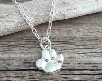 Dainty Sterling Silver-Filled Paw Print Necklace / Paw Print Jewelry / Pet Parent Gift / Dog Mom Gift /Pet Memorial Jewelry/Dog Paw Necklace