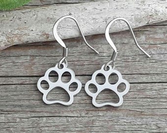Paw Print Earrings Stainless Steel/ Paw Print Jewelry / Dog Lover Jewelry / Dog Paw Earrings / Gift for Dog Lover / Dog Mom Gift/Pet Earring