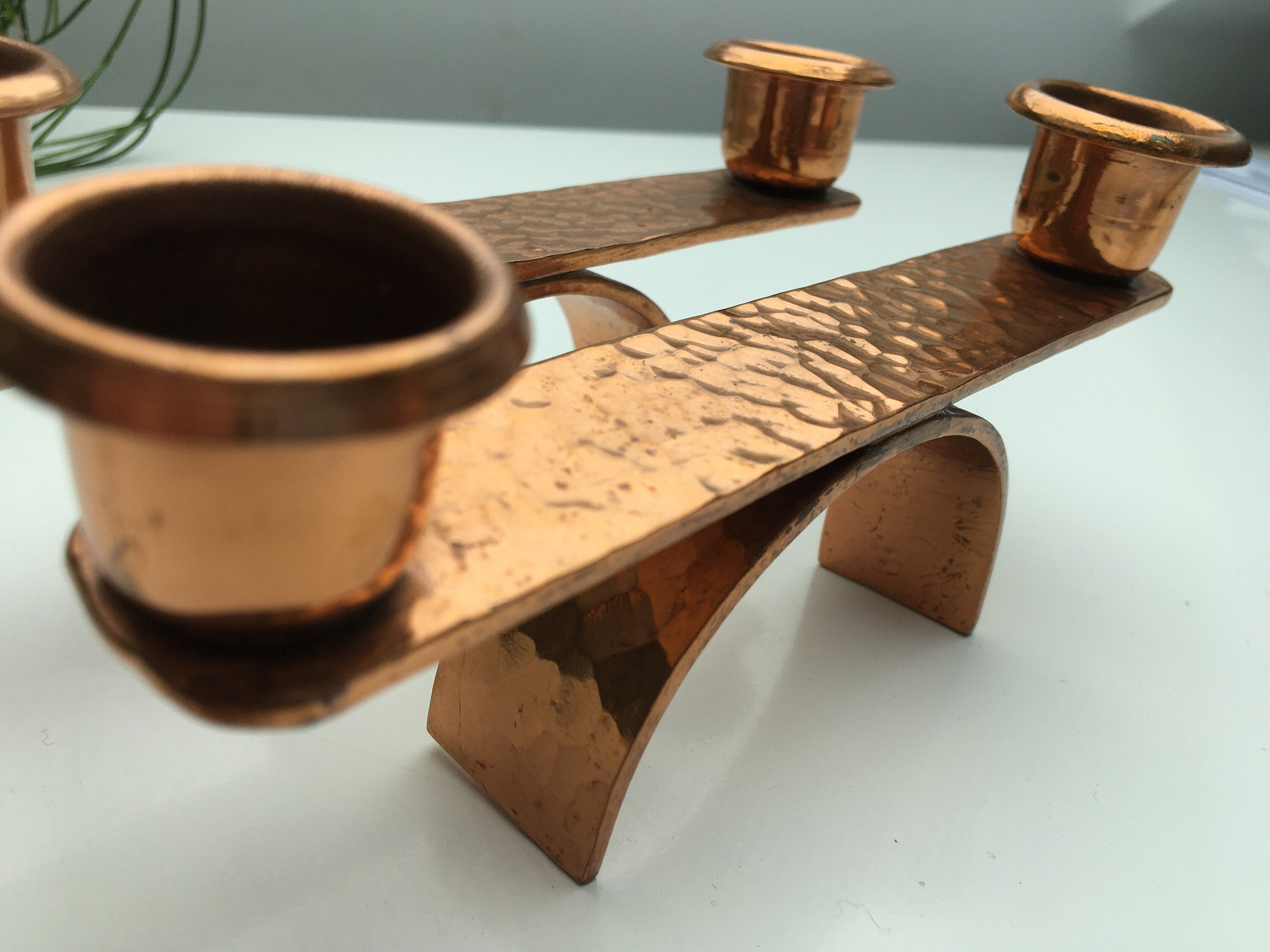 Pair of vintage copper candle stick holders. Arts and crafts Etsy