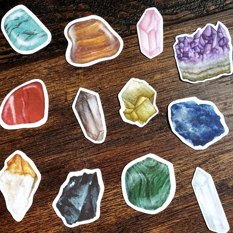 Gemstone Stickers Pack, Set of 12 Stickers - Etsy