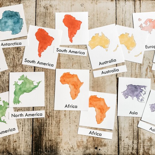 7 Continents Printable 3 Part Cards Etsy Ireland