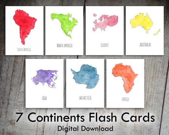 7-continents-printable-flash-cards-digital-download-nursery-etsy