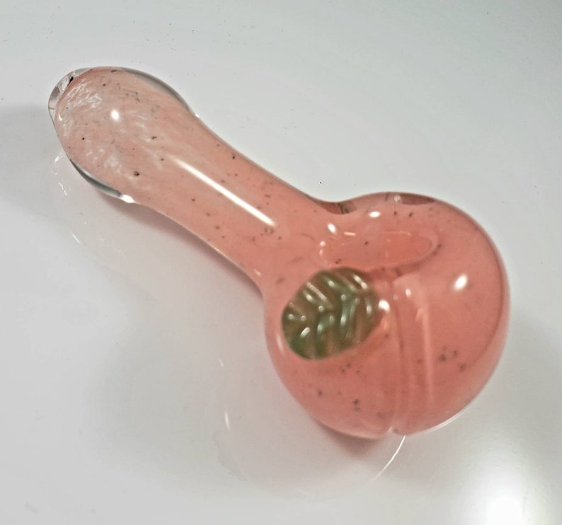 Handmade Peach Glass Pipe / Peachy Pipe / Pink Bowl / Fruit Pipe / Glass Pipe / Smoking Bowl / Frit Pipe / Peach / Pink / Pink Pipe / Girly image 2