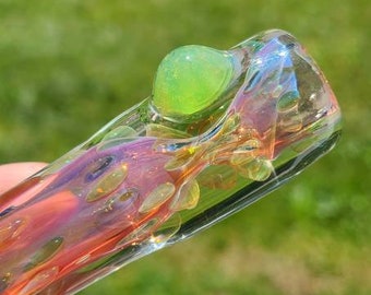 Gold and Silver Fumed Glass Pipe / Inside Out / Glass Smoking Bowl / Color Changing  / Super Thick Glass