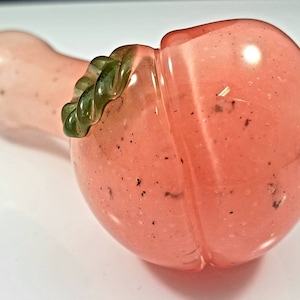 Handmade Peach Glass Pipe / Peachy Pipe / Pink Bowl / Fruit Pipe / Glass Pipe / Smoking Bowl / Frit Pipe / Peach / Pink / Pink Pipe / Girly image 1