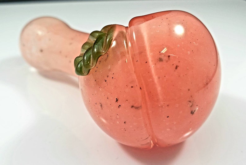 Handmade Peach Glass Pipe / Peachy Pipe / Pink Bowl / Fruit Pipe / Glass Pipe / Smoking Bowl / Frit Pipe / Peach / Pink / Pink Pipe / Girly image 1