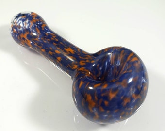 Football Glass Pipe / Chicago / Illinois / Smoking Bowl / Frit Glass Pipe / Blue / Orange