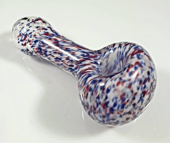 tobacco bowl football Red White Blue Glass Pipe | Football Inspired Frit Hand Pipe | New York  Colors | Spoon Pipe | Tobacco Pipe | Fan Gift