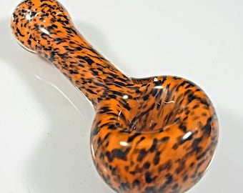 Football Glass Pipe / Cincinnati/ Ohio / Frit Glass Pipe / Smoking Bowl / Orange / Black