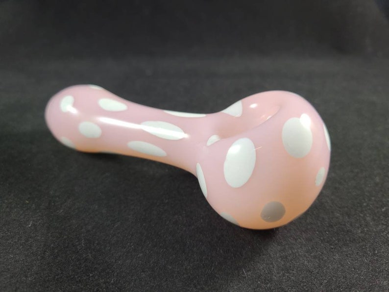 Pink And White Polka Dot Pipe Pink Glass Glass Smoking Bowl