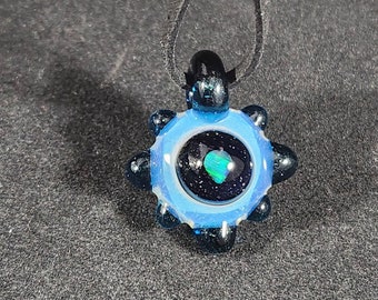 Space Galaxy Opal Necklace /Glass Pendant / Blue / Sparkle Glass / Universe / Stars / Jewelry / Art / Space Glass / Glass Galaxy