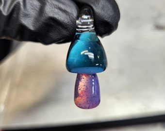 Glass Mushroom Pendant / Mushroom Necklace / Jewelry / Pink / Purple / Blue / Art / Shroom