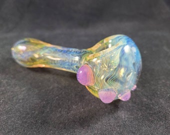 Rainbow Fume Pipe / Gold and Silver Fume / Color Changing / Glass Smoking Bowl