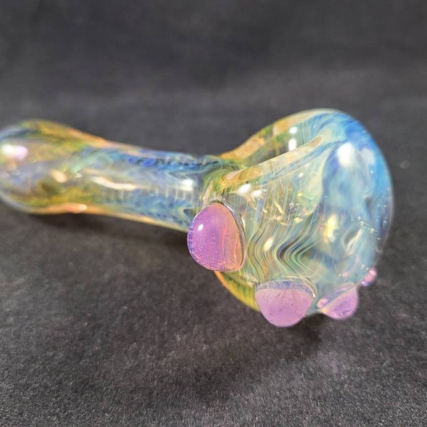 Rainbow Fume Pipe / Gold and Silver Fume / Color Changing / Glass Smoking Bowl